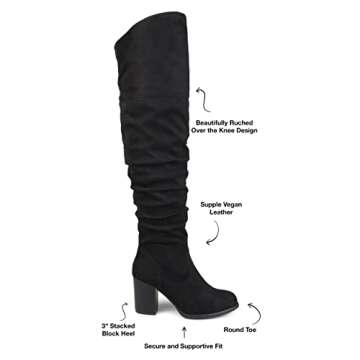 Journee Collection Womens Kaison Extra Wide Calf Stacked Heel Over The Knee Boots - Extra Wide Calf Black - 8