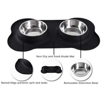 Hubulk Pet Dog Bowls - No Spill Silicone Mat + Scoop
