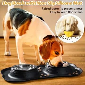 Hubulk Pet Dog Bowls - No Spill Silicone Mat + Scoop