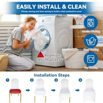 LGJIAOJIAO 100 Pieces White Chair Covers - Versatile Stretch Polyester Spandex Dining Chair Slipcovers for Dining, Party, Wedding, Banquet, and More