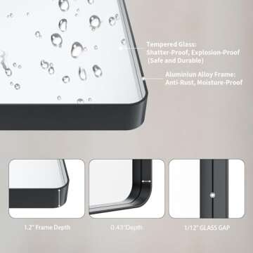 LOAAO 30X36 Inch Black Metal Framed Bathroom Mirror for Wall, Matte Black Bathroom Vanity Mirror Farmhouse, Anti-Rust, Tempered Glass, Hangs Horizontally or Vertically