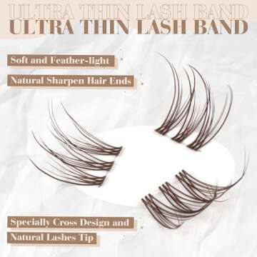 Lvmixwig Brown Lashes Extension Kit Natural Lash Clusters Kit C Curl Individual Lashes Kit Brown 10-...