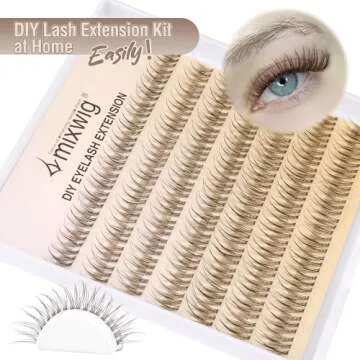 Lvmixwig Brown Lashes Extension Kit Natural Lash Clusters Kit C Curl Individual Lashes Kit Brown 10-12mm Short Eyelash Extensions Kit with Lash Bond and Seal & Lash Applicator for DIY Lash Extension