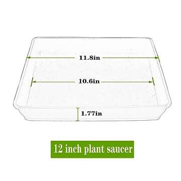 Square Plant Saucer 12 Inch 2 Pack | Durable Plant Trays for Indoor & Outdoor Use