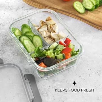 JoyJolt Divided Glass Food Storage Containers 5 Pack