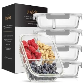 JoyJolt Divided Glass Food Storage Containers 5 Pack