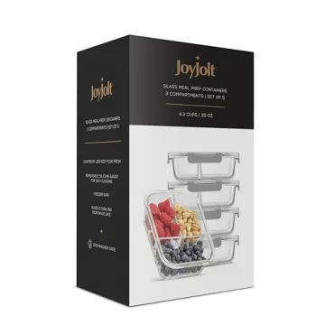 JoyJolt Divided Glass Food Storage Containers 5 Pack