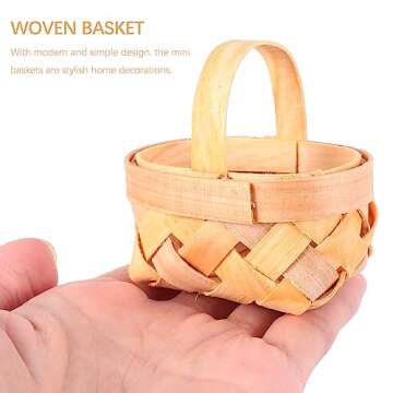Tofficu Strawberry Basket 12pcs Mini Woven Baskets with Handles Manual Woven Mini Baskets Wood Chip Baskets Tree Hanging Ornaments for Wedding Party Favors Crafts Farmhouse Decor Bushel Basket
