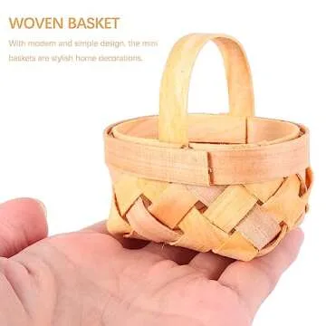 Tofficu Strawberry Basket 12pcs Mini Woven Baskets with Handles Manual Woven Mini Baskets Wood Chip Baskets Tree Hanging Ornaments for Wedding Party Favors Crafts Farmhouse Decor Bushel Basket