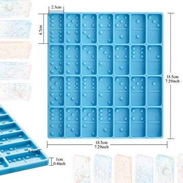 Domino Mold for Epoxy Resin Candy Clay Dominoes Molds 28 Cavities Silicone Mould for Pendant Epoxy Cake Jewelry Making Tool(125 Gram,Blue)