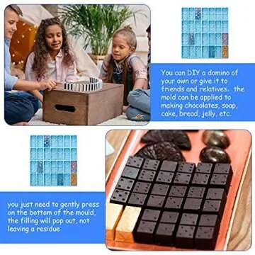 Domino Mold for Epoxy Resin Candy Clay Dominoes Molds 28 Cavities Silicone Mould for Pendant Epoxy Cake Jewelry Making Tool(125 Gram,Blue)