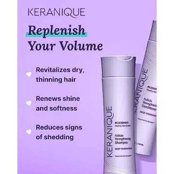Keranique Hydrating Shampoo and Conditioner Set - Deep Hydration Hair Shampoo and Conditioner for Repairing Natural Moisture with Keratin - Sulfate-Free Intense Hydrator for Dry, Thin, Damaged Hair