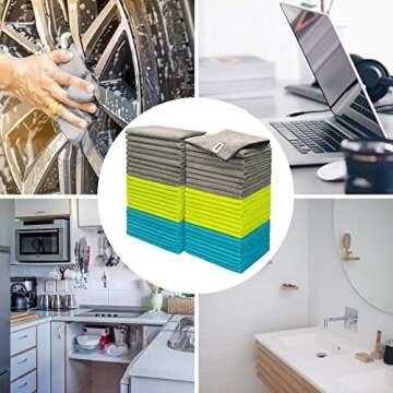 FIXSMITH Microfiber Cleaning Cloth - Pack of 50, Microfiber Towels for Cars 16 x 12 in, Highly Absorbent Cleaning Rags, Lint-Free, Streak-Free Cleaning Cloths for Car Kitchen Home Office