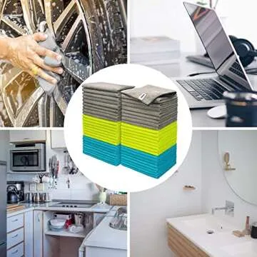 FIXSMITH Microfiber Cleaning Cloth - Pack of 50, Microfiber Towels for Cars 16 x 12 in, Highly Absorbent Cleaning Rags, Lint-Free, Streak-Free Cleaning Cloths for Car Kitchen Home Office