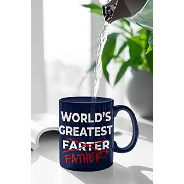 Funny Fathers Day Coffee Mug | Best Farter Ever Coffee Cup - Funny Fathers Day Mugs from Son Daughter Kids | Cool Christmas Presents Fun Birthday Gag Gifts (WGF Blue)