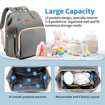 KUWANI Multifunctional Diaper Bag Backpack for Parents