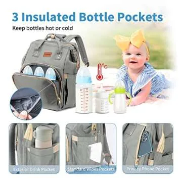 KUWANI Multifunctional Diaper Bag Backpack for Parents