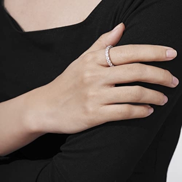 Elegant Platinum-Plated Eternity Band with Cubic Zirconia