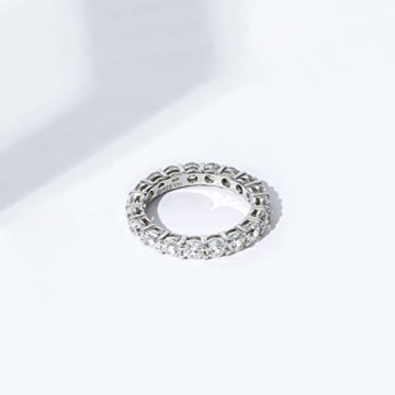 Elegant Platinum-Plated Eternity Band with Cubic Zirconia