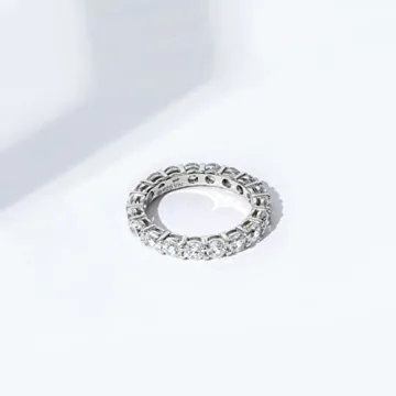 Elegant Platinum-Plated Eternity Band with Cubic Zirconia