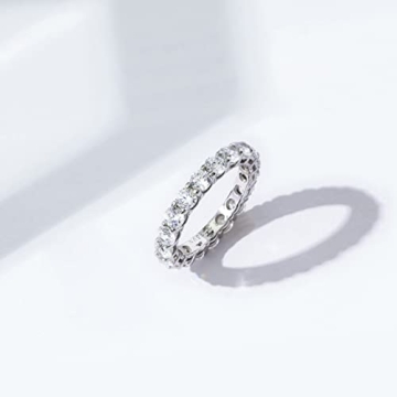 Elegant Platinum-Plated Eternity Band with Cubic Zirconia