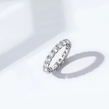 Elegant Platinum-Plated Eternity Band with Cubic Zirconia