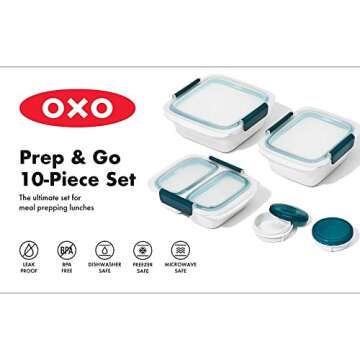 OXO Good Grips Prep & Go 10 Piece Set | Leakproof Food Storage | Ideal for leftovers, meal prep and ...