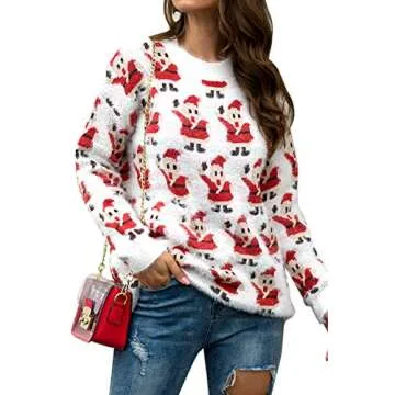 Trendy Women's Christmas Sweater with Reindeer Patterns