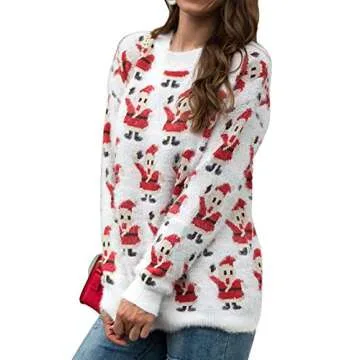 Trendy Women's Christmas Sweater with Reindeer Patterns