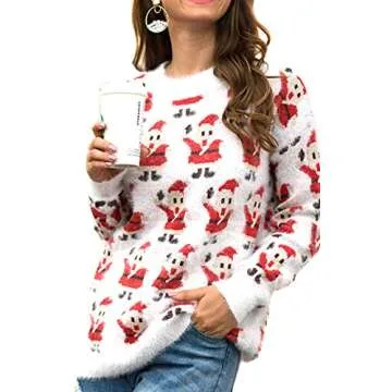 Trendy Women's Christmas Sweater with Reindeer Patterns