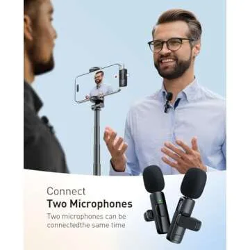 3 in 1 Wireless Lavalier Microphones for iPhone, iPad, Camera and Android Devices, Mini Microphone for Recording, Noise Reduction Lapel Mic, Clip on Mic for Video Recording Vlog, YouTube, Interview