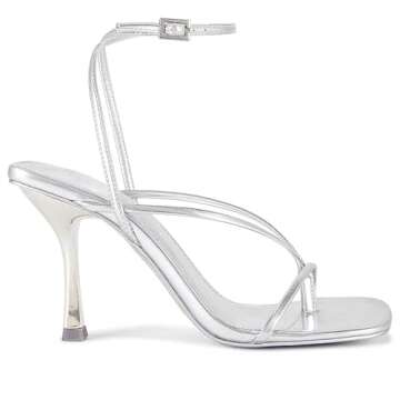 olomisa Strappy Heels for Women Square Toe Thong Heels Ankle Strap Stiletto Heeled Sandals