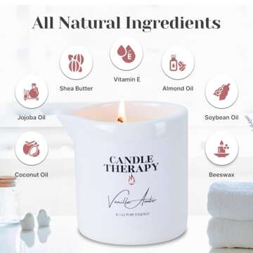 Candle Therapy Massage Oil Candle for Pure Relaxation - 8.1 oz Moisturizing Essential Oil Body Massa...