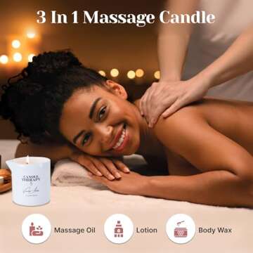 Candle Therapy Massage Oil Candle for Pure Relaxation - 8.1 oz Moisturizing Essential Oil Body Massage Candle for Home & Spa, Message Gift for Women & Men (Vanilla Amber)