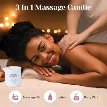 Candle Therapy Massage Oil Candle for Pure Relaxation - 8.1 oz Moisturizing Essential Oil Body Massage Candle for Home & Spa, Message Gift for Women & Men (Vanilla Amber)