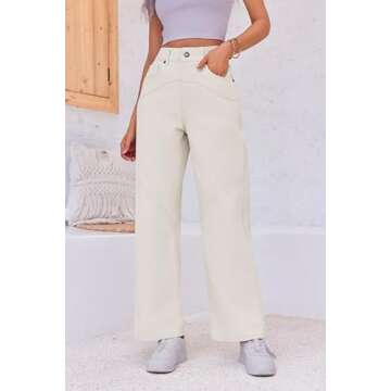 SySea Womens Cargo Pants Baggy High Waisted Wide Leg Trendy Casual Utility Pants Beige