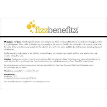 FizzBenefitz Shine Better Jewelry Cleaner - Restores Brightness to Gold, Diamond, Sterling Silver, B...