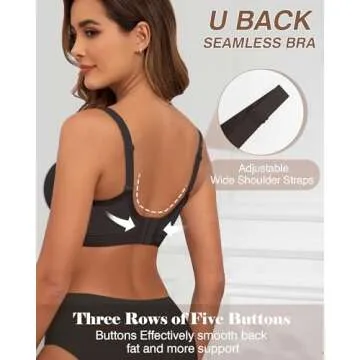 As Fairy Wireless Push Up Everyday Bras Full Coverage V Neck Sport Seamless Bra Velvet Silhouette Bralettes with Support and Lift Black L