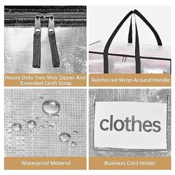 JOISCOPE 100L Heavy Duty Moving Bags - Clear Storage Totes