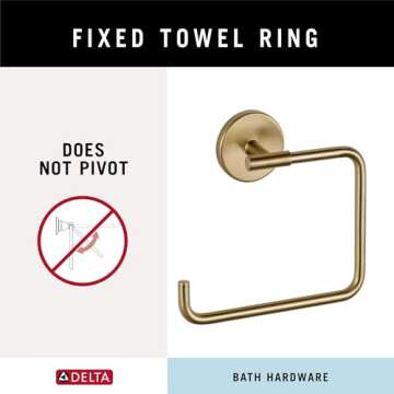 Delta Trinsic (1-Pack) Hand Towel Holder Champagne Bronze Towel Racks for Bathroom Wall Square Towel...