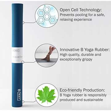 B YOGA Traveller Workout Mat | Eco-friendly Rubber Non-slip Yoga Mat for All Floors | 2mm Thick Exer...