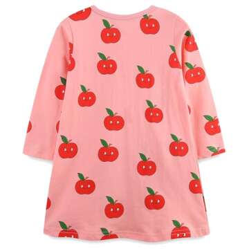 Hongshilian Girls Cotton Christmas Dress Long Sleeve Cartoon Appliques Casual Playwear Dresses (5T, ...