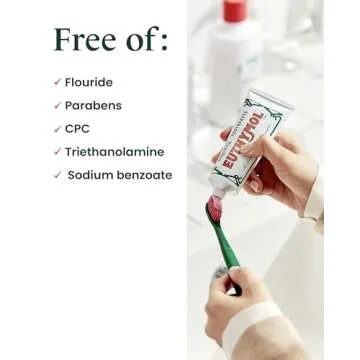 EUTHYMOL Original Toothpaste (3.7fl oz*5, Pack of 5) - Fluoride-Free Toothpaste for Sensitive Teeth & Gum. Bad Breath, Cavity Prevention, 12-Hour Long Lasting Freshness with Wintergreen