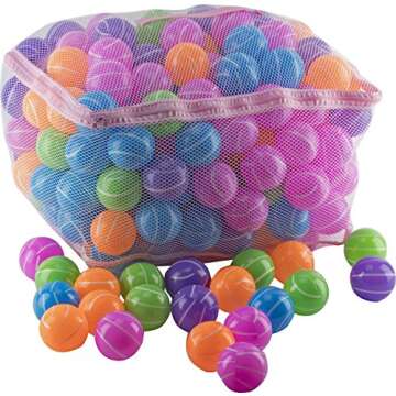 Play22 Ball Pit 200 Pack - Stripe Shape Blue, Red, Purple, Green, Orange and Yellow