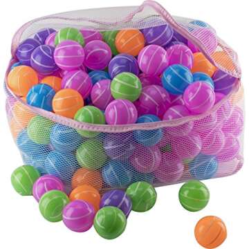 Play22 Ball Pit 200 Pack - Stripe Shape Blue, Red, Purple, Green, Orange and Yellow