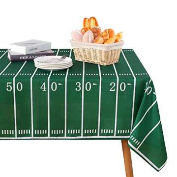 SARAFLORA Football Tablecloth Reusable Football Field Table Cloth- Rectangle 60x84 Inch -Stain and W...