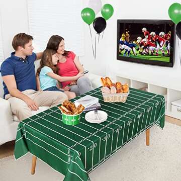 SARAFLORA Football Tablecloth Reusable Football Field Table Cloth- Rectangle 60x84 Inch -Stain and Water Resistant Table Cover for Super Bowl Decorations/Party Supplies/Sports Game/Banquet, 130GSM
