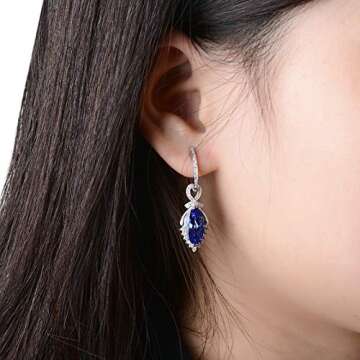 Daesar 14K White Gold Earrings for Women, Luxury Marquise Shape Pendant 4.97ct Tanzanite Earrings For Women Drop Earrings White Gold