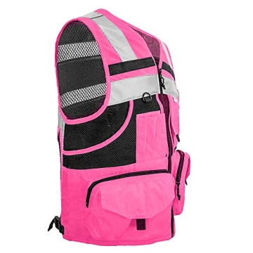 ZUJA 3M Reflective Pink Safety Vest with Pockets