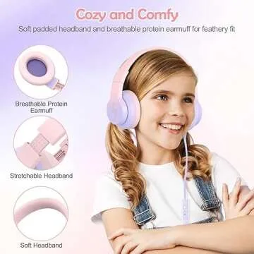 Candy Bila 2 Pack Kids Headphones, Wired Headphones for Kids Over Ear with Microphone, 85/94dB Volume Limiter Headphones for Girls Boys, Foldable Headphones for Learning & Entertainment